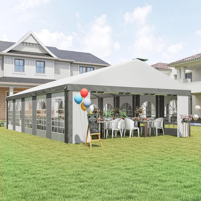 Outsunny 20'x33' Large Party Tent & Carport for Outdoor Events, Grey