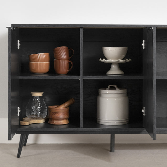 Mezzy 2-door Accent Cabinet With Open Storage - Black Oak 