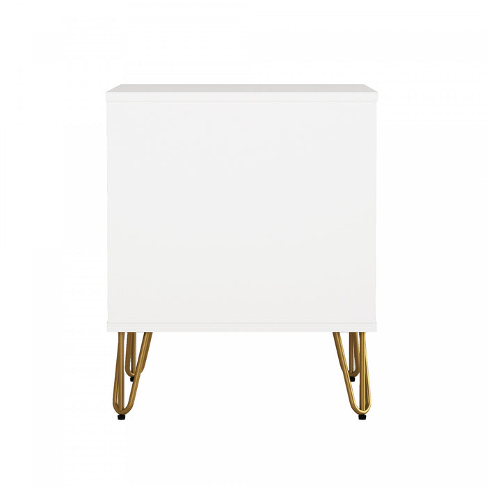 Avira Mid-Century Modern 20\" Nightstand in White (2-Drawer)