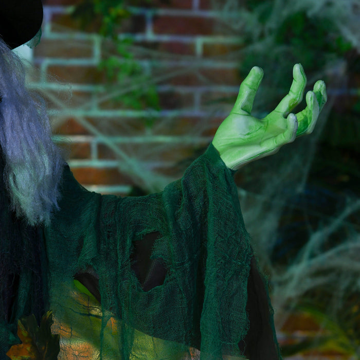 Homcom 72\" Halloween Decoration Witch With Magical Heart, Sound Activated