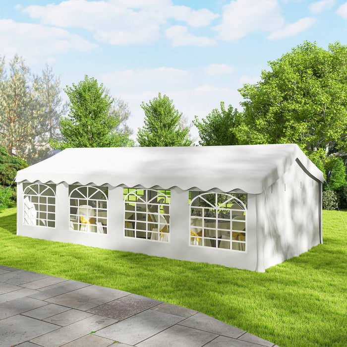 Outsunny 13'x26' Heavy Duty Large Party Tent & Carport w/ Sidewalls, White