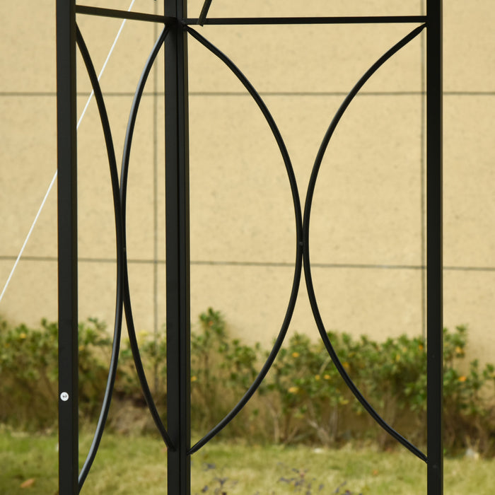 Outsunny 10' X 10' Patio Gazebo Outdoor, Canopy Shelter With Double-tier Roof, Pavilion Sidewalls For Garden Events, Dark Grey