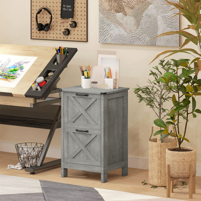 HOMCOM File Cabinet with 2 Drawers Filing Cabinet for A4 Letter, Stone Grey