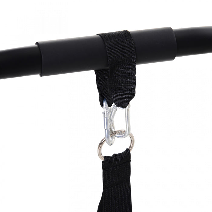 Soozier Fitness Dip Station Dip Bar Push Up Workout Stand With Straps Home Gym Black