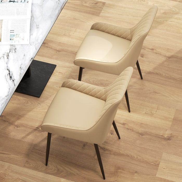HOMCOM Dining Chairs Set of 2, PU Leather Kitchen Chairs with Steel Legs
