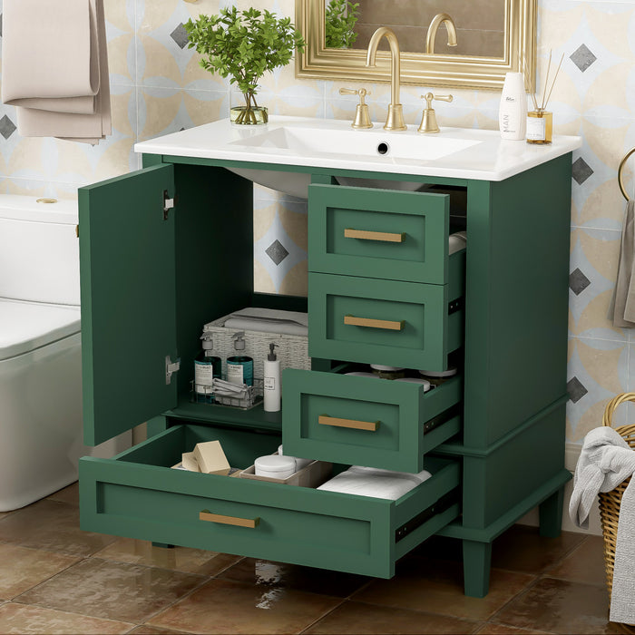 Katherine 30\" Solid Wood Bathroom Vanity With Sink Combo - Green