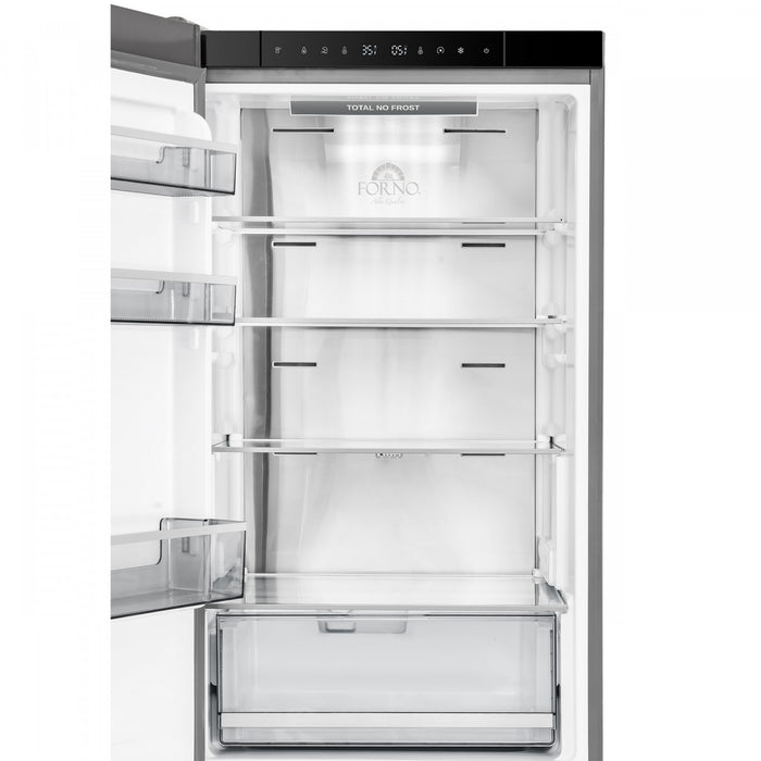 Forno Custodia 24\" Bottom Freezer, 10.3 cu.ft., Left Swing, Ice Maker, Stainless Steel - FFFFD1766-24LS Refrigerator