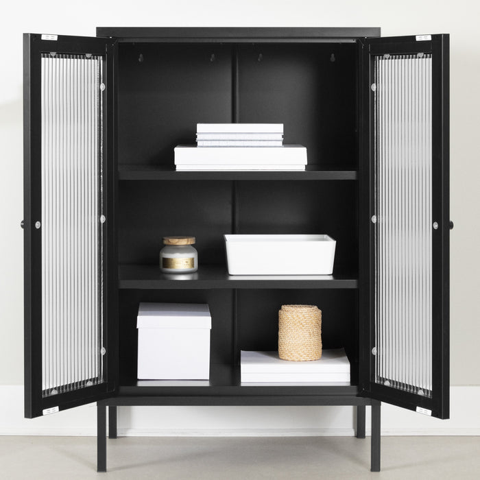 Kodali Glass Door Accent Cabinet - Black