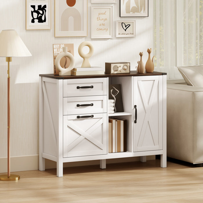 HOMCOM Lateral Filing Cabinet with Drawers Fit A4/Letter Size Files, White