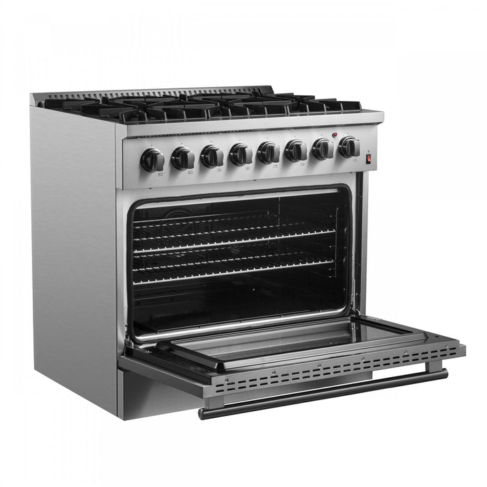 Forno Marco 36\" Dual Fuel Range, Stainless Steel, 5.36 cu. Ft. - FFSGS6197-36