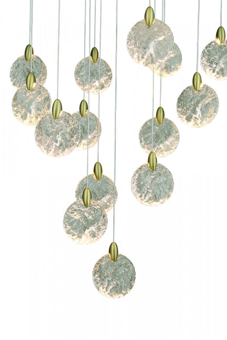 Snowflake 20 Light Integrated Led Chandelier, Satin Brass