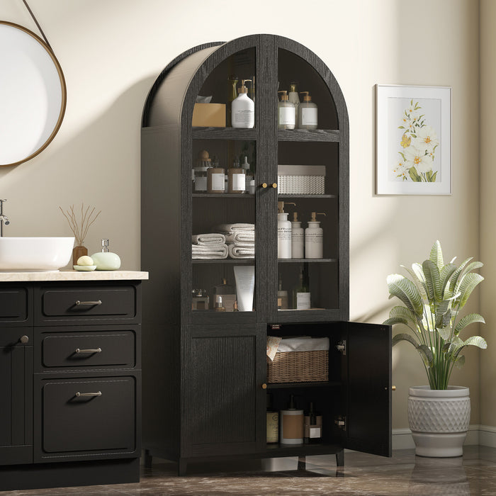 HOMCOM Arched Kitchen Pantry Cabinet, 71\" Tall Kitchen Storage Cabinet