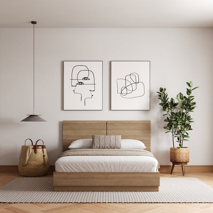 Nordika Milano Platform Full Bed - Brown Oak