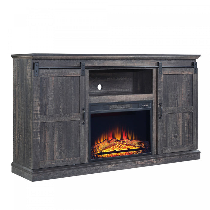 Myrtle Modern Farmhouse 2-Piece Electric Fireplace in Black and Antique Brown