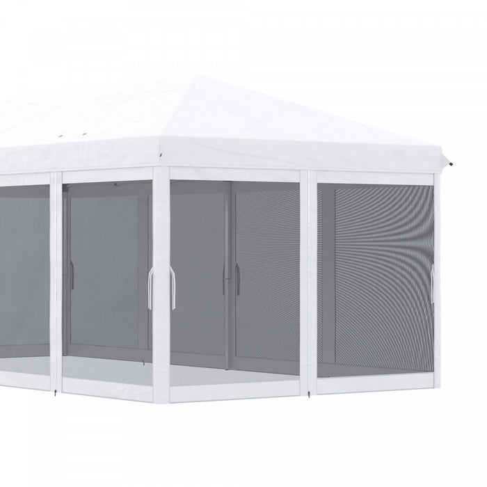 Outsunny 10' X 20' Pop Up Canopy Tent, Instant Canopies With 6 Removable Mesh Sidewalls, Carry Bag - Cream White