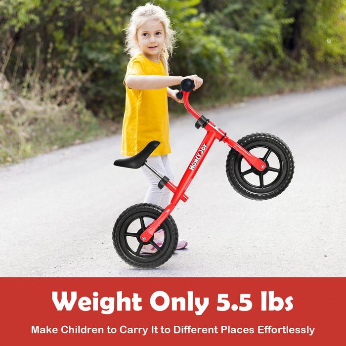 Honeyjoy Kids Balance Bike No Pedal Training Bicycle W/ Adjustable Handlebar & Seat Red