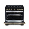 Forno Ambassador 36" Gas Range in Black, 6 Sealed Burnes, 5.2 Cu.Ft. Oven - FFSGS6299-36CPBLK | Cuisiniere a gaz Ambassador de 36 po, noire, 6 bruleurs scelles, four de 5,2 pi³ – FFSGS6299-36CPBLK