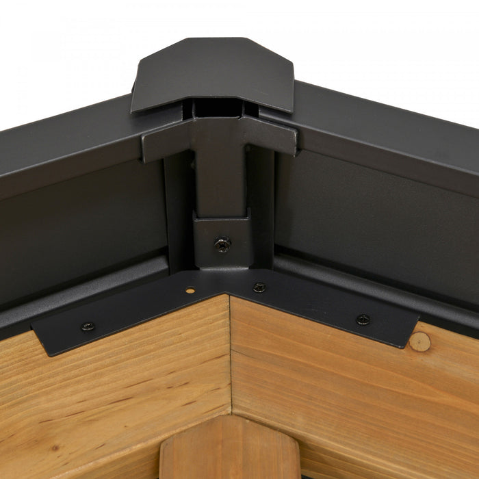 Outsunny 11' X 13' Wooden Gazebo Canopy Outdoor Sun Shade Shelter W/ Steel Roof, Solid Wood, Black & Natural