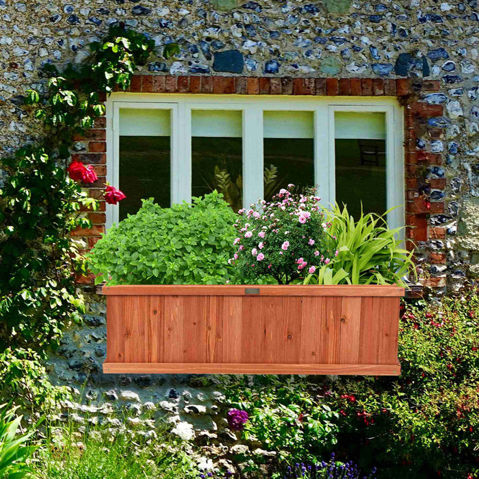 Costway 40 Inch Wooden Flower Planter Box Garden Yard Decorative Window Box Rectangular