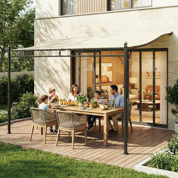Outsunny 11.5' x 8.2' Outdoor Pergola, Lean to Pergola, Cream White