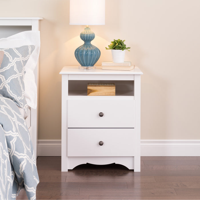 Monterey Tall 2-Drawer Nightstand - White