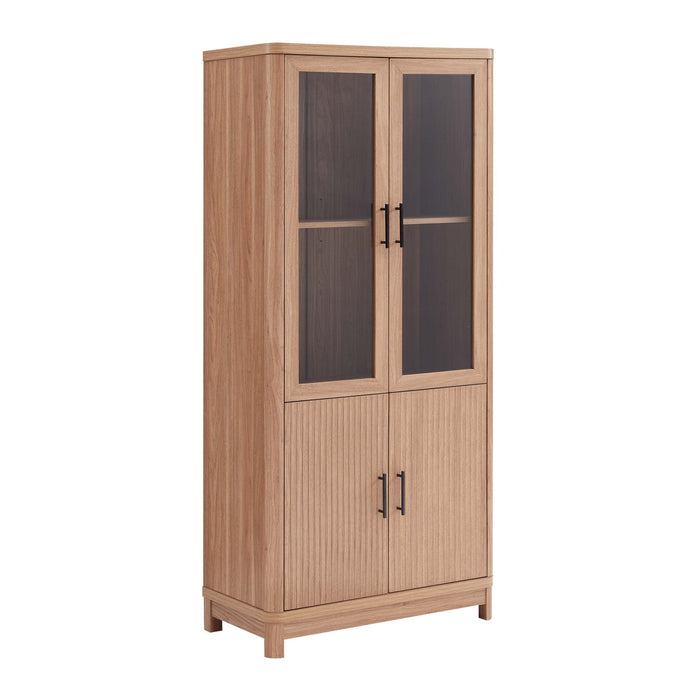 Jodie Mid-Century Modern 31\" Bookcase Cabinet in Maple (6-Shelf)