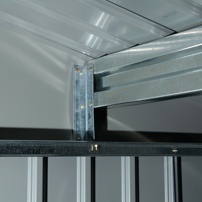 Outsunny 9' X 6' Garden Storage Shed With Floor Foundation, Metal Tool Storage House With Double Doors For Outdoor Patio Yard, Dark Grey