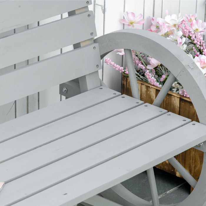 Outsunny 50\" Outdoor Metal Garden Bench With Vintage Bird Pattern