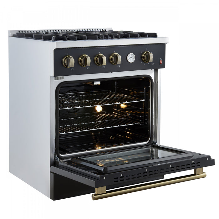 Forno Marco 30-inch Gas Range Black ,4.32 cu.ft - FFSGS6277-30BLK