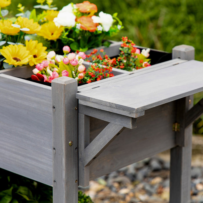 Outsunny Raised Garden Bed With 8 Grids And Storage Shelf, Elevated Planter Box With Legs, For Vegetables Flowers Herbs, Grey