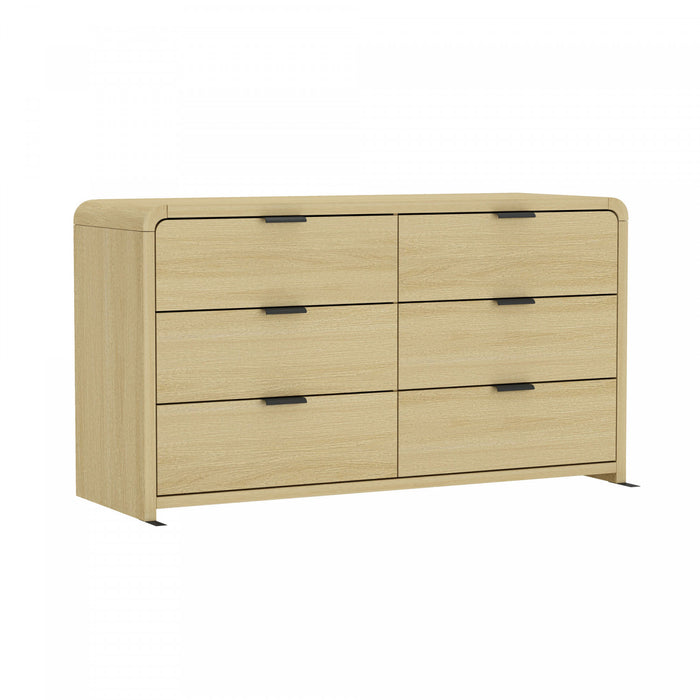 Grace Modern 60\" Dresser in Natural Oak (6-Drawer)