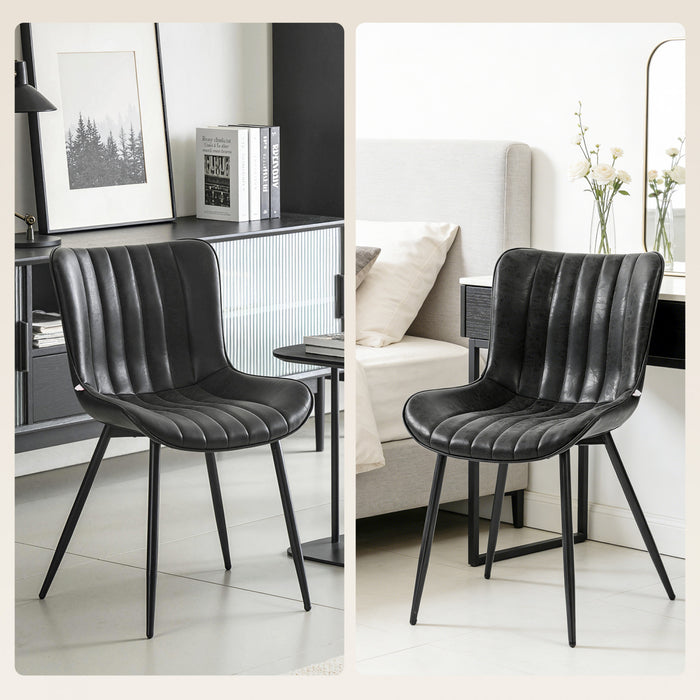 HOMCOM Dining Chairs Set of 2, Upholstered Kitchen Chairs with Backrest