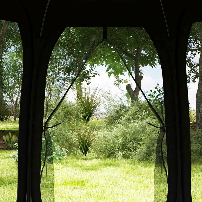 Outsunny 11' X 11.5' Screen Tent, Pop Up Gazebo With 2 Doors, Black