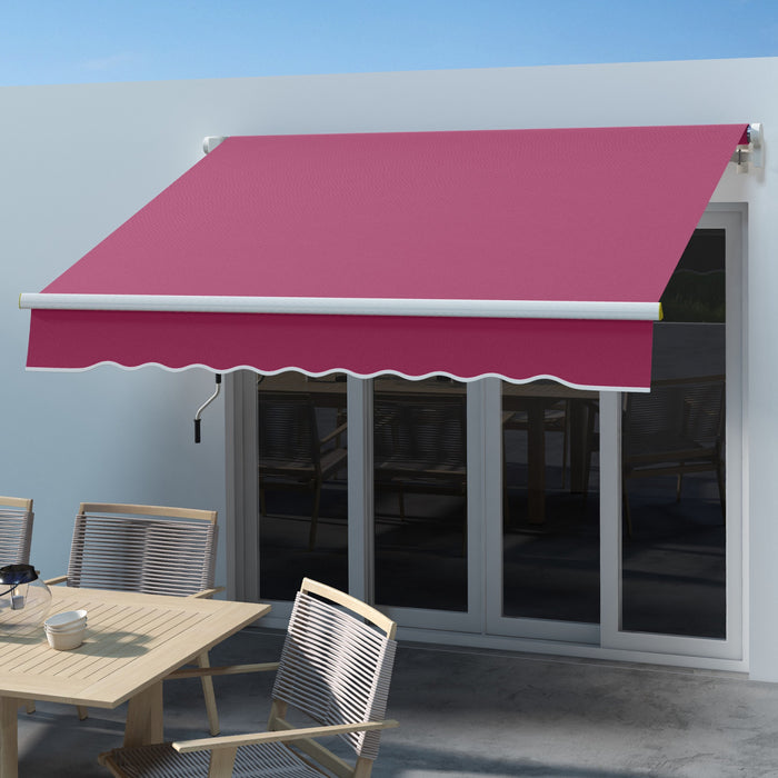 Outsunny 8' X 6.5' Retractable Awning With Led Lights, Uv40+, Wine Red