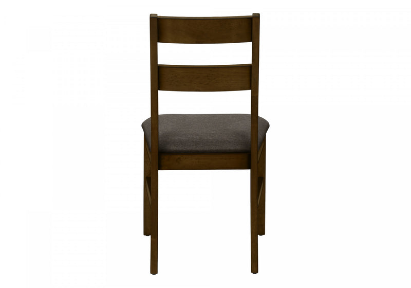 Dining Chair Set of 2 Dining Room Kitchen Brown Solid Wood Brown Fabric Transitional