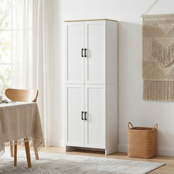 HOMCOM 67\" Kitchen Pantry 4-door Storage Cabinet with Adjustable Shelves