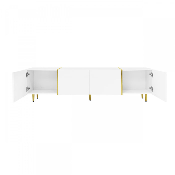 Frances Modern Tv Stand With 4 Doors,high-gloss White Tv Stand