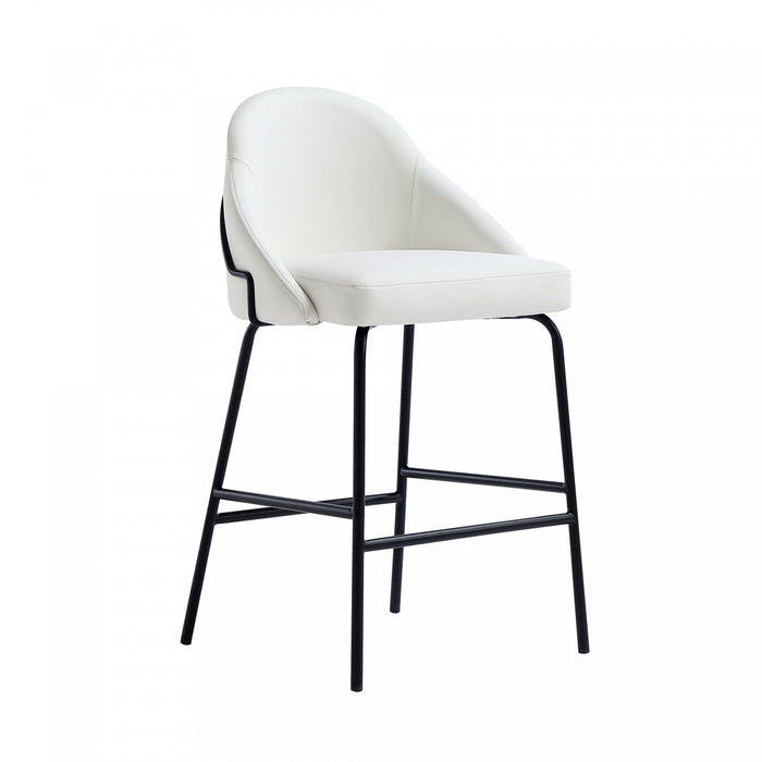 Gracie Modern Metal Upholstered Counter Stool in White and Black Bar Stool