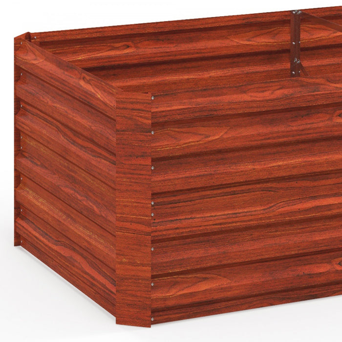 Outsunny Raised Garden Bed Metal Planter Box with Reinforced Rods, Rustic Brown