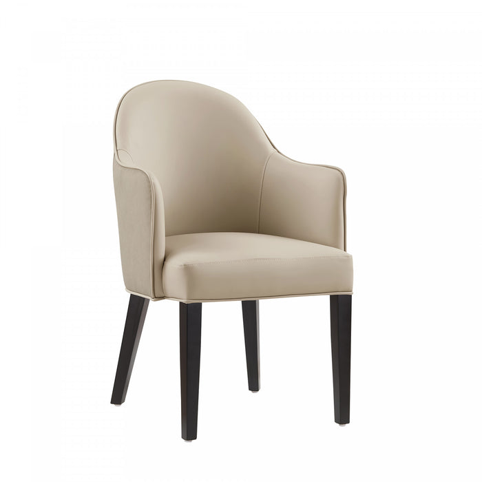 Hillman Modern Vegan Leather and Velvet Wood Armchair in Sand - Set of 2