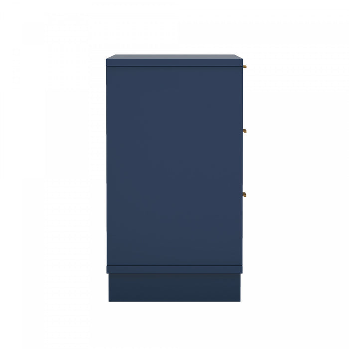 Elara Contemporary 38\" Solid Wood Dresser in Midnight Blue (3-Drawer)