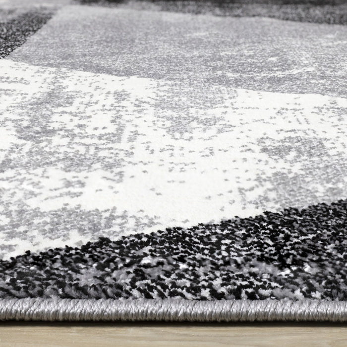 Covington Black White Grey Distressed Geometric Triangle Rug, 2'0\" x 7'7\" Indoor Area Rug