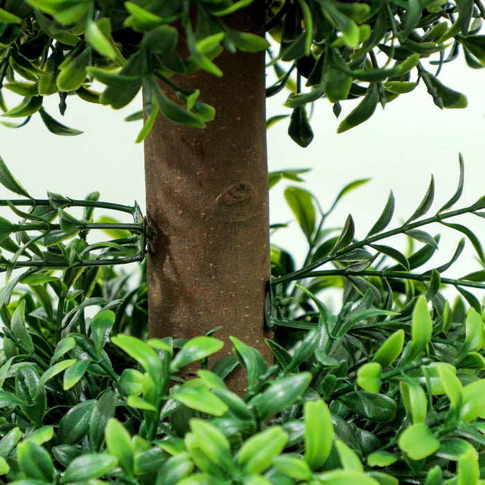 HOMCOM 2 Pack Artificial Boxwood Topiary Ball Trees, Fake Plants in Pot