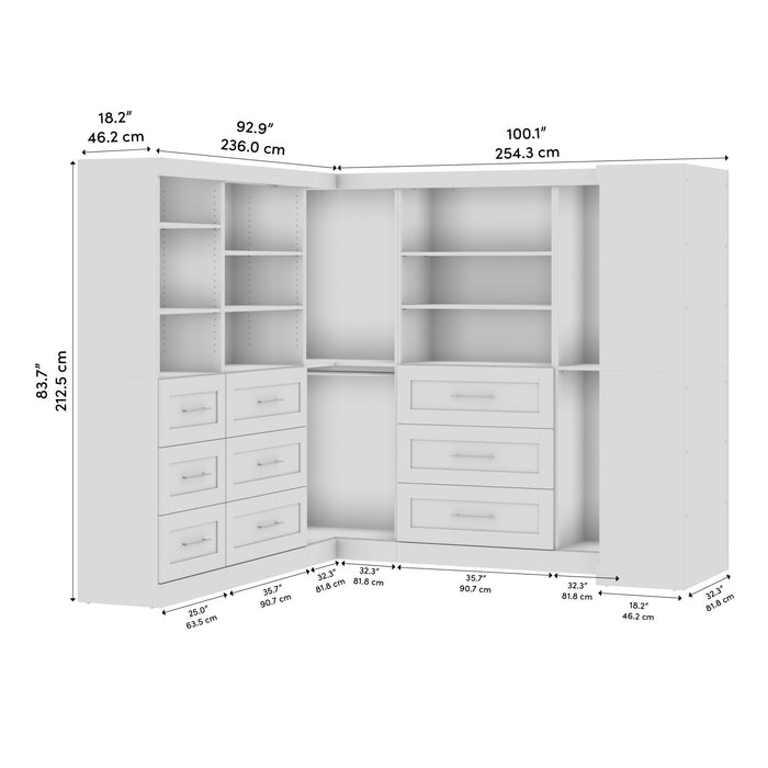 Bestar Pur 161 W Walk-In Closet Organizer System - Bark Grey