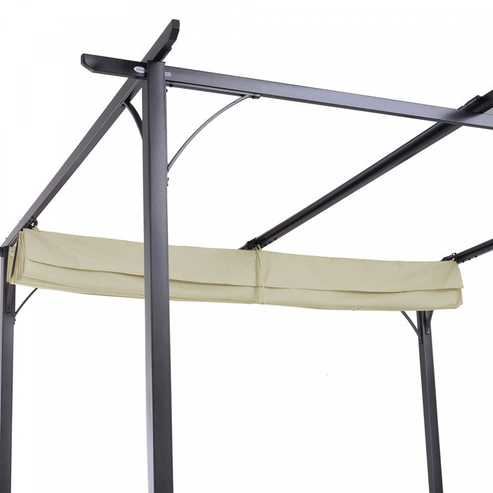 Outsunny 10' X 10' Outdoor Retractable Pergola Canopy, Metal Patio Shade Shelter For Backyard, Porch Party, Garden, Grill Gazebo, Beige