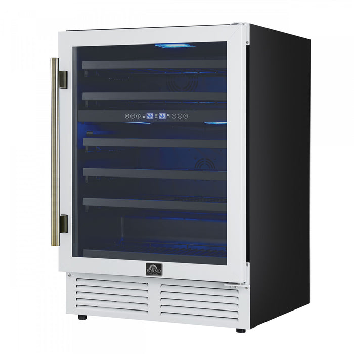 Forno Bacchino 24\" Wine Cooler, White,51 Bottle Capacity, Built-In or Freestanding-FWCDR6634-24WHT