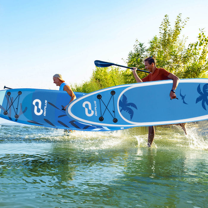 Goplus Large Inflatable Sup Board, Portable Paddle Board With 5d Rings Stand Up Paddle Board For Youth & Adult Blue