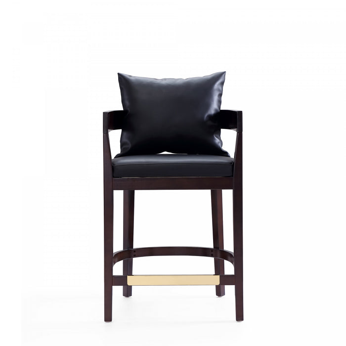Ritz Mid-Century Modern Wood Upholstered Counter Stool in Black - Set of 3