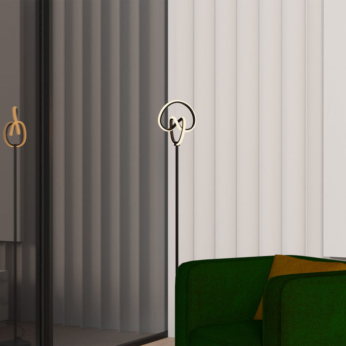 58\" Matte Black Twisted Circle Design LED Floor Lamp