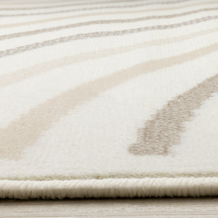 Florence Cream Beige Brown Curved Lines Design Rug, 4'7\" x 6'7\" Indoor Area Rug